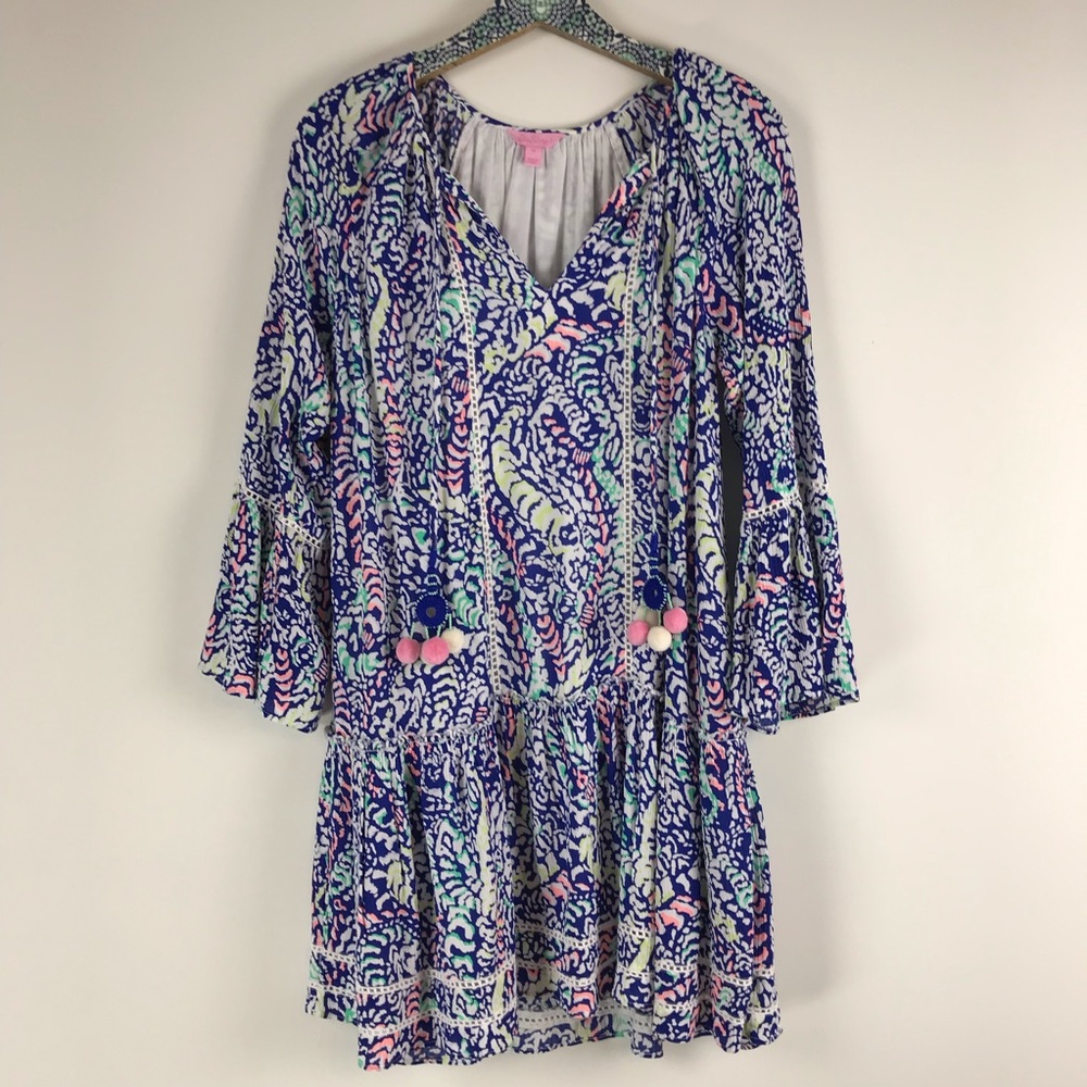 Lilly Pulitzer Percilla Tunic Dress Pom Pom Tassel - Picture 3 of 8